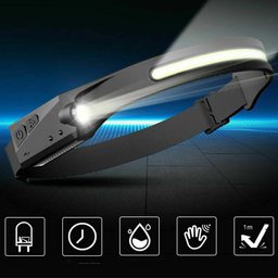 Lanterna de Cabeça Detector de Movimento Led Cob Xpe Multiuso Pesca Camping Oficiona Corrida - 8