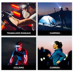 Lanterna de Cabeça Detector de Movimento Led Cob Xpe Multiuso Pesca Camping Oficiona Corrida - 4