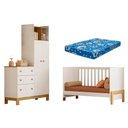 Ver imagem 4 de Quarto de Bebê com Berço Fantasia e Guarda Roupa com Cômoda Flora Branco Qmovi + Colchão Ortobom