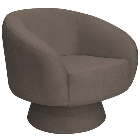 Poltrona Decorativa Liz Base Giratória Bouclê Marrom - Casaepoltrona