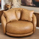 Ver imagem 1 de Poltrona Ayla Giratória Redonda Couro Sintético e Almofadas Larbelle Moderna e Confortável