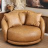 Poltrona Ayla Giratória Redonda Couro Sintético e Almofadas Larbelle Moderna e Confortável - 1