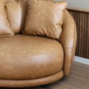 Ver imagem 2 de Poltrona Ayla Giratória Redonda Couro Sintético e Almofadas Larbelle Moderna e Confortável