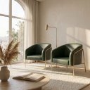 Ver imagem 1 de Poltrona Sala Decorativa Kit 2 Stella Base Alta Tubo Champanhe Sintético PU D03 - D’Rossi