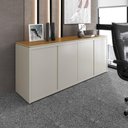 Ver imagem 2 de Balcão Buffet para Escritório 4 Portas 180cm Oslo Off White e Cedro