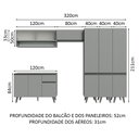 Ver imagem 4 de Armário de Cozinha Completa 320cm Cinza Nice Madesa 03