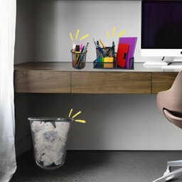 Kit Escritório Organizador de Mesa Lixeira Porta Caneta Lápis Preto - 6