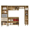Ver imagem 4 de Cozinha Completa Modulada 5 Peças 9 Portas 2 Gavetas com Tampo Iris Bege/Carvalho/Off White