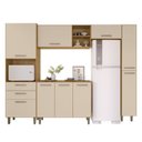 Ver imagem 2 de Cozinha Completa Modulada 5 Peças 9 Portas 2 Gavetas com Tampo Iris Bege/Carvalho/Off White