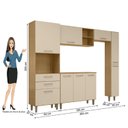 Ver imagem 5 de Cozinha Completa Modulada 5 Peças 9 Portas 2 Gavetas com Tampo Iris Bege/Carvalho/Off White