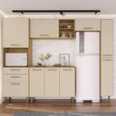 Ver imagem 1 de Cozinha Completa Modulada 5 Peças 9 Portas 2 Gavetas com Tampo Iris Bege/Carvalho/Off White