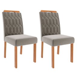 Conjunto Sala de Jantar Retangular 4 Lugares Mesa Tampo de Vidro 130 Cm Agata Cadeiras Estofadas - 4