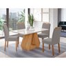Conjunto Sala de Jantar Retangular 4 Lugares Mesa Tampo de Vidro 130 Cm Agata Cadeiras Estofadas - 1