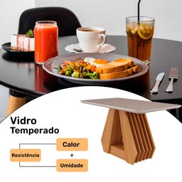 Conjunto Sala de Jantar Retangular 4 Lugares Mesa Tampo de Vidro 130 Cm Agata Cadeiras Estofadas - 2