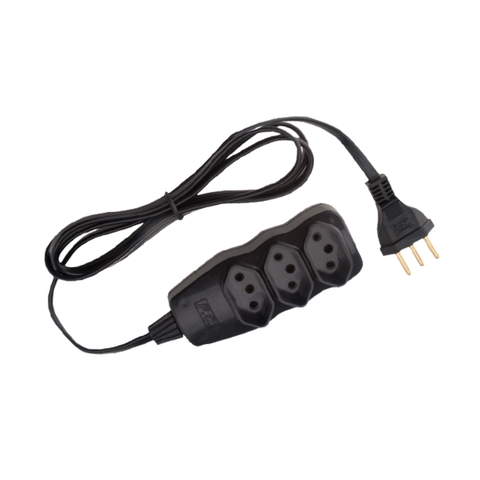 Extensão Elétrica Bivolt Resistente Reforçada 3 Tomadas Bocais Fio Barra