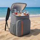Ver imagem 3 de Mochila Termica Cooler 18 Litros Impermeavel Premium Cinza para Cerveja Vinho Lancheira Praia Campin