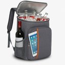 Ver imagem 2 de Mochila Termica Cooler 18 Litros Impermeavel Premium Cinza para Cerveja Vinho Lancheira Praia Campin