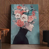 Quadro Decorativo Mulher Cabeça Flores 60x90 50x70 Decoração:60x90 - 2