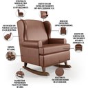 Ver imagem 4 de Kit 2 Poltronas De Amamentação Com Balanço Malu Base De Madeira P02 Couríssimo Marrom - Lyam