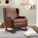 Ver imagem 2 de Kit 2 Poltronas De Amamentação Com Balanço Malu Base De Madeira P02 Couríssimo Marrom - Lyam