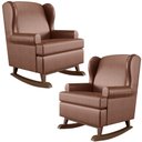 Ver imagem 1 de Kit 2 Poltronas De Amamentação Com Balanço Malu Base De Madeira P02 Couríssimo Marrom - Lyam