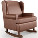 Ver imagem 3 de Kit 2 Poltronas De Amamentação Com Balanço Malu Base De Madeira P02 Couríssimo Marrom - Lyam