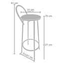 Ver imagem 3 de Banqueta Alta Drink Estofada de Metal Banco Alto para Cozinha Bar Balcão Preta