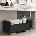 Ver imagem 2 de Gabinete Armário Banheiro 60cm Multimóveis V3625 Preto/Natural