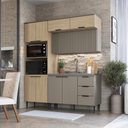 Ver imagem 1 de Cozinha Completa Lavinia 9 Portas 3 Prateleiras MDF-MDP 190cm Imperial e Fume J Carvalho Móveis