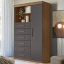 Ver imagem 6 de Cômoda Multiuso 6 Gavetas 1 Porta 96cm Guaíra Jatobá/Grafite S01 - Mpozenato