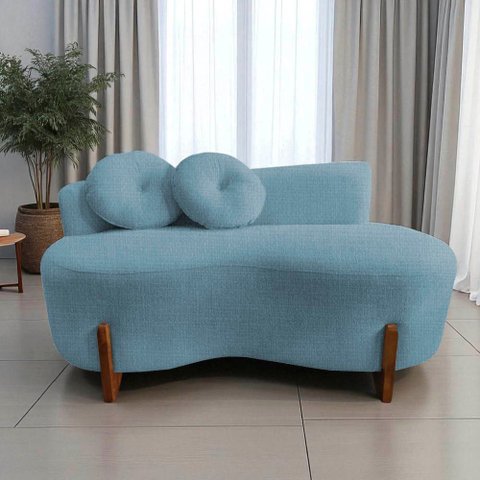 Namoradeira Sofá Feijão Lounge Orgânica Linho Azul