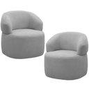 Ver imagem 1 de Kit 2 Poltronas Giratórias Sala de Estar Living Orgânico Carmen F04 Bouclê Cinza - Lyam Decor