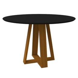 Mesa de Jantar Redonda Vitória 120x120 Ipê/Preto - PR Móveis - 1