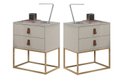 Ver imagem 2 de Conjunto 2 Mesa de Cabeceira Estilo Industrial com Puxadores de Couro