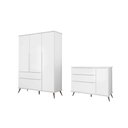 Ver imagem 1 de Jogo de Quarto com Guarda Roupa e Cômoda Mariana Branco - Fbaby