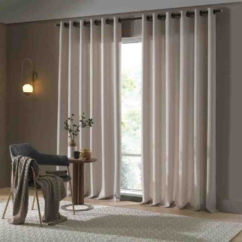 Cortina Rústica Fenícia 4,20 X 2,50 M Linho Areia Bella Janela 603040616001011.1738