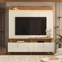 Ver imagem 3 de Conjunto Painel com Prateleira e Rack 2 Portas e Pés Palito