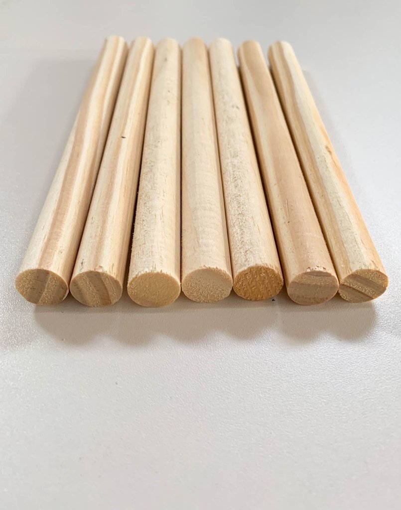 Kit 5 Roliços Bastão Madeira Pinus 23 mm x 30 cm
