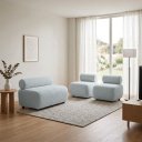 Ver imagem 1 de Sofá Namoradeira e KIT2 Poltronas para Sala Nara Bouclê Ted D03 - D'Rossi