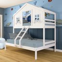 Ver imagem 1 de Beliche Casal/ Solteiro Casinha Dos Sonhos Madeira Maciça Branco Megamobilia