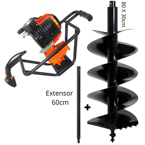 Perfurador de Solo Vulcan VPS520 Ideal Para Todos Tipos de Solo Com Broca 80x30cm + Extensor de