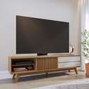 Ver imagem 2 de Rack para Sala de Estar Tv 75 Pol 200cm Pés Retrô Venice C04 Freijó Off White Matte - Lyam Decor