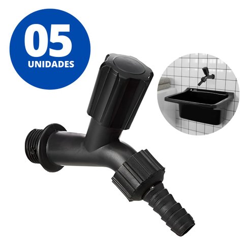 Torneira Plástica Simples Para Jardim e Tanque 1/2" | Utilimix | Kit 05 Un