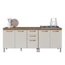 Ver imagem 3 de Kit 2 Balcões Modulados Gabinete Pia 120cm e Cooktop 80cm com Tampo Berlim Fidelitá Noce/off-white