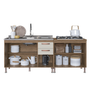 Ver imagem 6 de Kit 2 Balcões Modulados Gabinete Pia 120cm e Cooktop 80cm com Tampo Berlim Fidelitá Noce/off-white