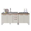 Ver imagem 4 de Kit 2 Balcões Modulados Gabinete Pia 120cm e Cooktop 80cm com Tampo Berlim Fidelitá Noce/off-white