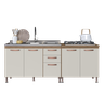 Kit 2 Balcões Modulados Gabinete Pia 120cm e Cooktop 80cm com Tampo Berlim Fidelitá Noce/off-white - 4
