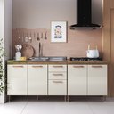 Ver imagem 2 de Kit 2 Balcões Modulados Gabinete Pia 120cm e Cooktop 80cm com Tampo Berlim Fidelitá Noce/off-white