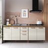 Kit 2 Balcões Modulados Gabinete Pia 120cm e Cooktop 80cm com Tampo Berlim Fidelitá Noce/off-white - 2