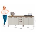 Ver imagem 7 de Kit 2 Balcões Modulados Gabinete Pia 120cm e Cooktop 80cm com Tampo Berlim Fidelitá Noce/off-white
